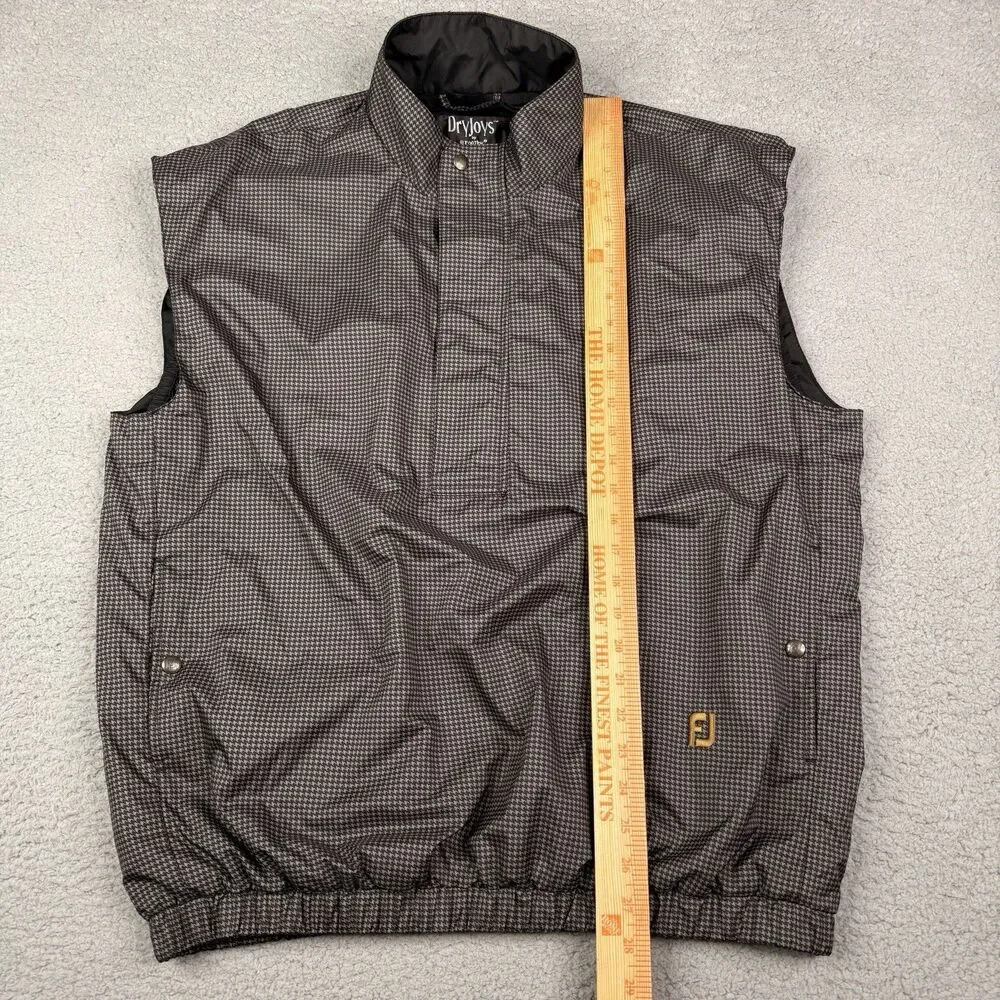FootJoy‎ DryJoys Golf Vest Mens Large Black Houndstooth 1/4 Zip Windproof Jacket